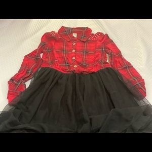 Justice plaid red and black dress